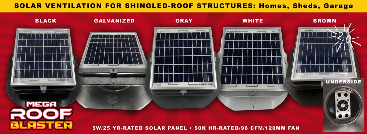 Solar-Powered Tile Roof Ventilation Fan for dormer (eyebrow) vents